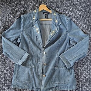 Denim&Co Blue Embroidered Women's Jacket